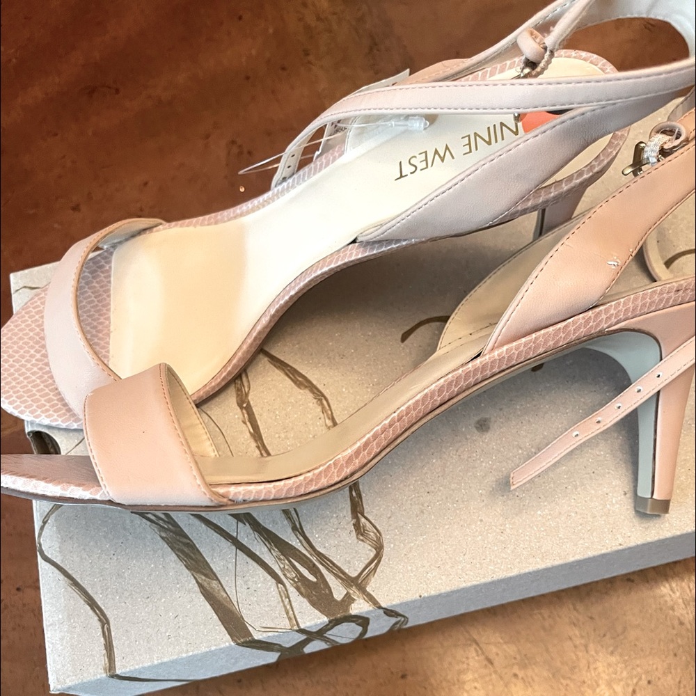 New Nine West Pink Heel Ankle Strap Sandal Sz 9.5